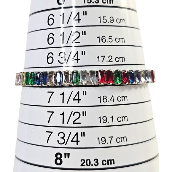 Adjustable Silver Tone‎ Multi-Colored Cubic Zirconia Bracelet NWT - Picture 2 of 3